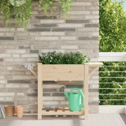 vidaXL Trädgårdsplanterare Beige 111 x 37 x 76,5 cm Massivt Furu