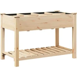 Discount Trädgårdsplanterare med galler i massivt trä | Storlek: 115x59x76 cm | Färg: Furu Planteringsbänkar