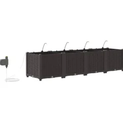 Online Trädgårdsplanterare med inbyggt bevattningssystem - Hållbar och stilren | Färg: Brun | Storlek: 160x40x37.5 cm Planteringsbänkar