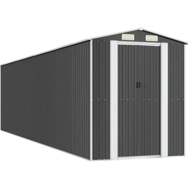 vidaXL Trädgårdsskjul antracit 192x772x223 cm galvaniserat stål