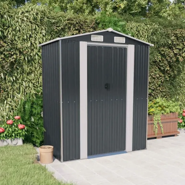 vidaXL Trädgårdsskjul antracit 192x108x223 cm galvaniserat stål