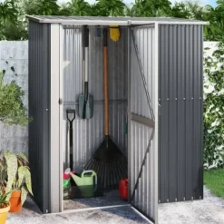 New Trädgårdsskjul antracit 180,5x97x209,5 cm galvaniserat stål Skjul, Garage & Carports
