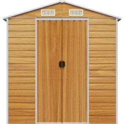Best Trädgårdsskjul av galvaniserat stål - Utomhusförvaring | Färg: Ljusbrun | Storlek: 191x130x198 cm Skjul, Garage & Carports