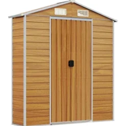 Best Trädgårdsskjul av galvaniserat stål - Utomhusförvaring | Färg: Ljusbrun | Storlek: 191x130x198 cm Skjul, Garage & Carports