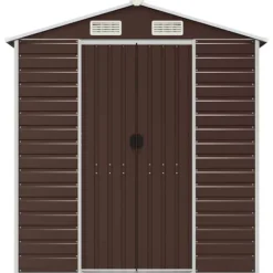 vidaXL Trädgårdsskjul brun 191x130x198 cm galvaniserat stål