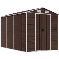vidaXL Trädgårdsskjul brun 191x300x198 cm galvaniserat stål