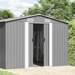 Sale Trädgårdsskjul grå 257x990x181 cm galvaniserat stål Skjul, Garage & Carports
