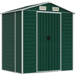 vidaXL Trädgårdsskjul grön 191x130x198 cm galvaniserat stål