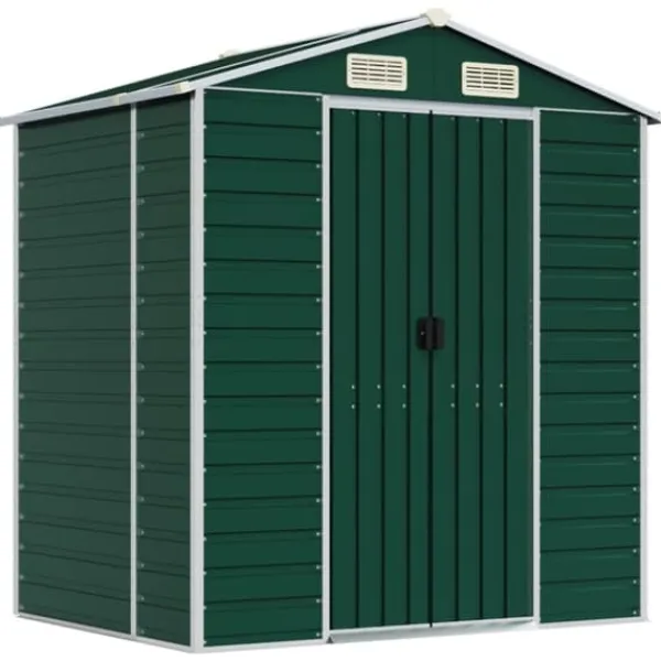 vidaXL Trädgårdsskjul grön 191x130x198 cm galvaniserat stål