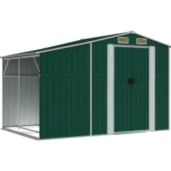 Hot Trädgårdsskjul grön 277x192,5x179 cm galvaniserat stål Skjul, Garage & Carports