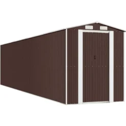 Trädgårdsskjul i galvaniserat stål - För utomhusförvaring | Färg: Mörkbrun | Storlek: 192x85x223 cm
