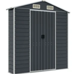Sale Trädgårdsskjul i galvaniserat stål - Praktisk förvaring för verktyg | Färg: Antracit | Storlek: 191x810x198 cm Skjul, Garage & Carports