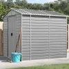 Discount Trädgårdsskjul i galvaniserat stål - Förvaringslösning | Färg: Ljusgrå | Storlek: 191x215x198 cm Skjul, Garage & Carports