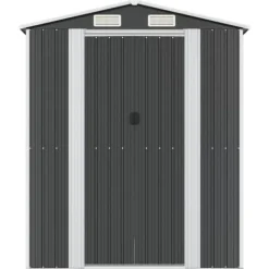 Trädgårdsskjul i galvaniserat stål - Rymlig förvaring för redskap | Färg: Antracit | Storlek: 192x440x223 cm