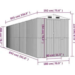 Sale Trädgårdsskjul i galvaniserat stål | Förvaringslösning för redskap | Mått: 192x85x223 cm | Färg: Antracit Skjul, Garage & Carports