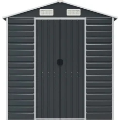 Trädgårdsskjul i galvaniserat stål för utomhusförvaring | Färg: Antracit | Storlek: 191x640x198 cm