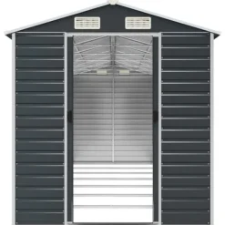 Trädgårdsskjul i galvaniserat stål för utomhusförvaring | Färg: Antracit | Storlek: 191x640x198 cm