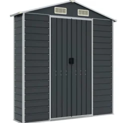 Sale Trädgårdsskjul i galvaniserat stål | Antracit | Storlek: 191x385x198 cm Skjul, Garage & Carports