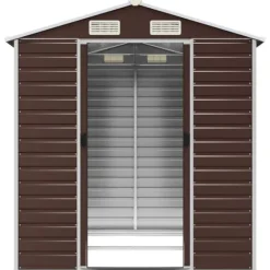 Discount Trädgårdsskjul i galvaniserat stål - Förvaringslösning för verktyg | Färg: Brun | Storlek: 191x215x198 cm Skjul, Garage & Carports