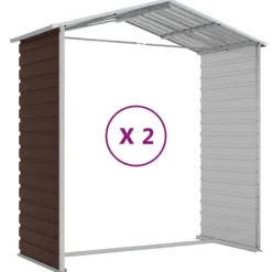 Discount Trädgårdsskjul i galvaniserat stål - Förvaringslösning för verktyg | Färg: Brun | Storlek: 191x215x198 cm Skjul, Garage & Carports
