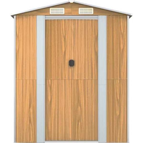 vidaXL Trädgårdsskjul ljusbrun 192x689x223 cm galvaniserat stål