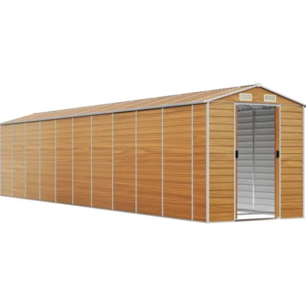 vidaXL Trädgårdsskjul ljusbrun 191x895x198 cm galvaniserat stål