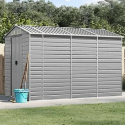 vidaXL Trädgårdsskjul ljusgrå 191x300x198 cm galvaniserat stål