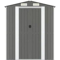 Outlet Trädgårdsskjul ljusgrå 192x772x223cm galvaniserat stål Skjul, Garage & Carports