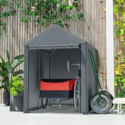 Discount Trädgårdsskjul/lager­tält, robust och vädertåligt, stålram, 1,2×1,8×1,6 m, mörkgrå Skjul, Garage & Carports