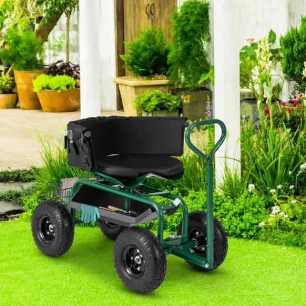 Sale Trädgårdsvagn Scooter, 35,5x24x23,5-27cm, Röd, Svart Stöd Med Hjul, Säten & Knäskydd För Trädgårdsskötsel