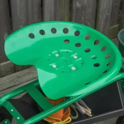 Hot Trädgårdsvagn/verkstadsvagn med roterbar sits & korg, höjdjusterbar, 150 kg, grön, 81×44,5×46–59 cm Stöd Med Hjul, Säten & Knäskydd För Trädgårdsskötsel