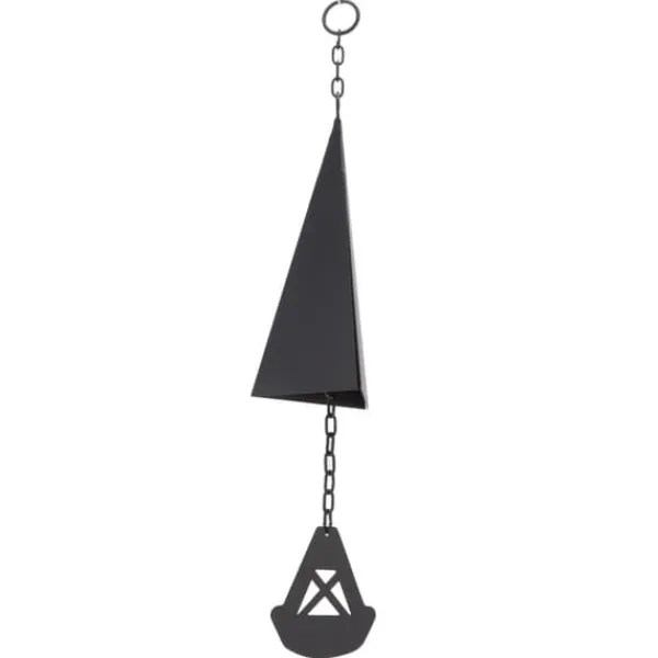 Triangulära Wind Chimes Courtyard Bell Pendel Heminredning Iron Black med hängande ring för trädgård Vinddekoration