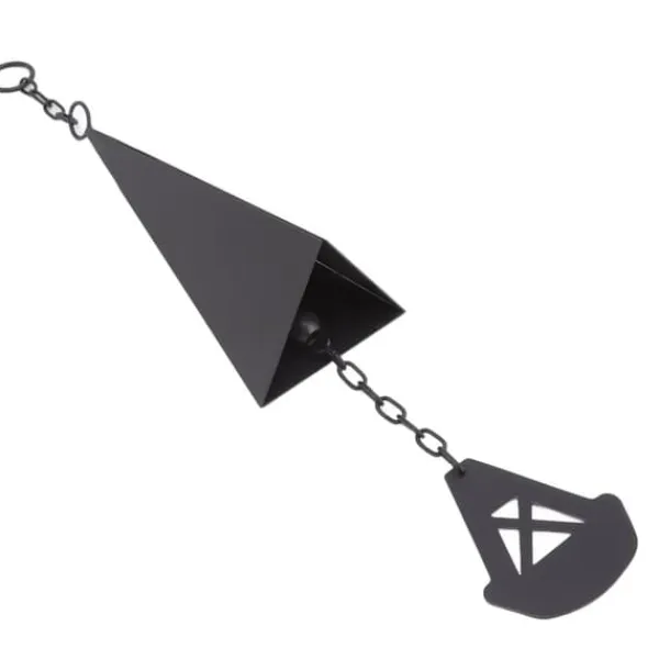 Triangulära Wind Chimes Courtyard Bell Pendel Heminredning Iron Black med hängande ring för trädgård Vinddekoration