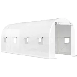 Tunnelväxthus, 500 x 200 x 205 cm, Rullport, 8 Fönster,VIT Växthus