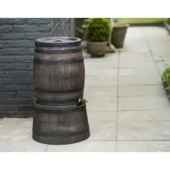 Online Tunnformad vattenuppsamlarbas - NATURE - 50 liter - Brun rotationsgjuten PE Regntunnor