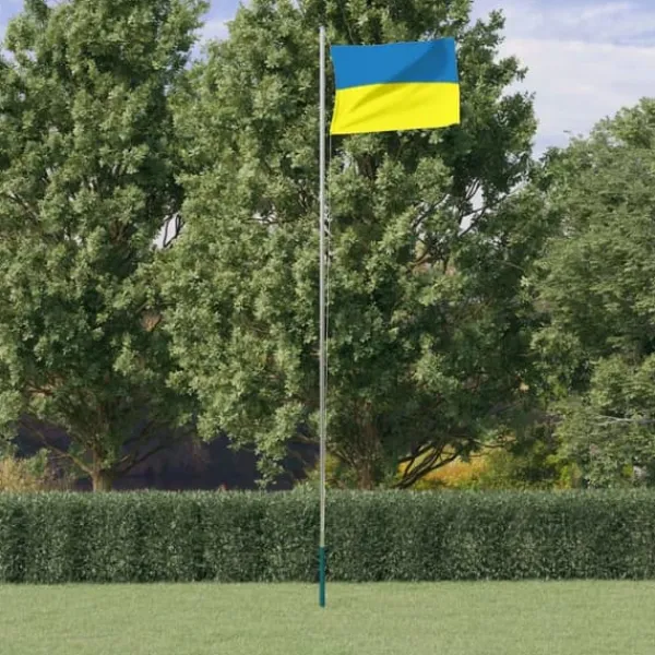 Discount Ukrainas flagga och flaggstång 6,23 m aluminium Flaggor & Vindstrutar