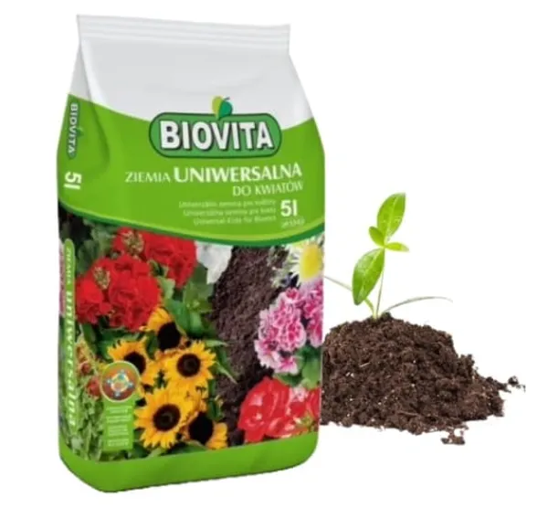 Universell trädgårdsjord 5,5-6,5 pH för blommor 5l