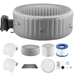 Uppblåsbar Bubbelpool, 6-8 Personer Kapacitet, 2400x660mm, Bärbar Utomhusspa, Lätt att montera