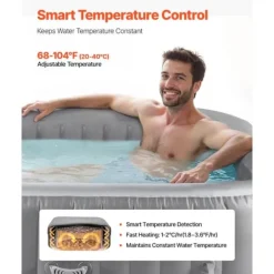 Uppblåsbar Bubbelpool, 4-6 Personer, 1850x660mm, Kvadratisk, Bärbar Utomhusspa