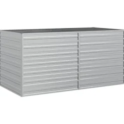 Clearance Upphöjd odlingslåda i galvaniserat stål - Planteringslåda | Färg: Silver | Storlek: 160x80x77 cm Planteringsbänkar