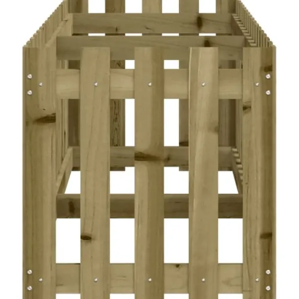 Clearance Upphöjd odlingslåda i impregnerad furu med staket-design | Storlek: 200x50x50 cm | Färg: Natur Planteringsbänkar