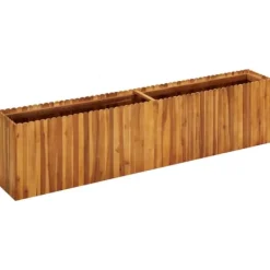 Outlet Upphöjd odlingslåda i massivt akaciaträ - Trädgårdsbädd | Storlek: 200x30x50 cm Planteringsbänkar