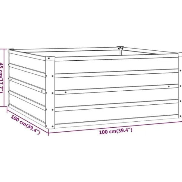 Sale Upphöjd odlingslåda i rosttrögt stål - Hållbar trädgårdslösning | Storlek: 100x100x45 cm | Färg: Brunt Krukor & Växtbehållare