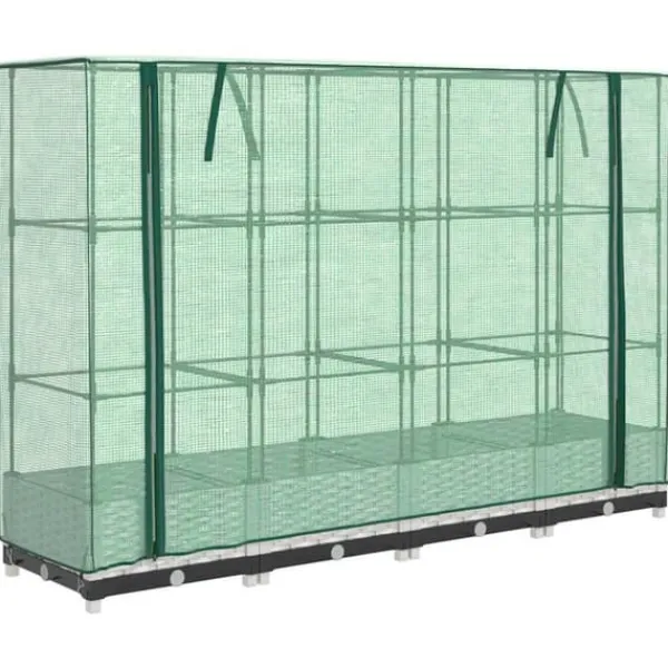 Upphöjd odlingslåda med växthusöverdrag - Rottinglook | Storlek: 160x40x123 cm