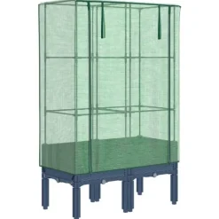 Discount Upphöjd odlingslåda med växthusöverdrag i rottinglook | Storlek: 80x40x140 cm Växthus