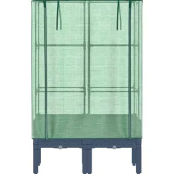 Discount Upphöjd odlingslåda med växthusöverdrag i rottinglook | Storlek: 80x40x140 cm Växthus