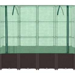 Upphöjd odlingslåda med växthusöverdrag i rottinglook | Storlek: 160x40x153 cm