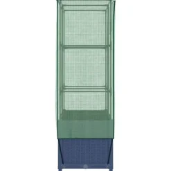 Upphöjd odlingslåda med växthusöverdrag i rottinglook | Storlek: 80x40x138 cm
