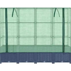 Upphöjd odlingslåda med växthusöverdrag - Rottinglook | Storlek: 160x40x138 cm