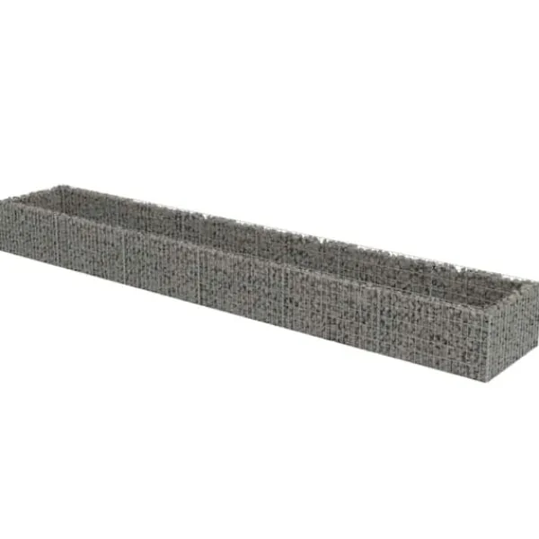 Upphöjd planteringsgabion av galvaniserat stål - Trädgårdsgabion | Storlek: 540x90x50 cm | Färg: Silver